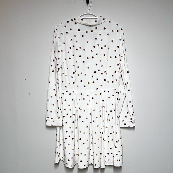 NWT ModCloth Pleasant Confidence Dress Polka Dot Tie Cream Pleats Pockets Sz 12 - Picture 3 of 8
